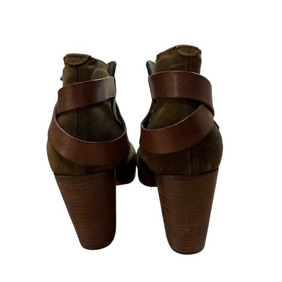 Rag & Bone Harrow Suede Heeled Ankle Boot SZ 41 US 10 Olive Green Western Fall - Picture 3 of 8